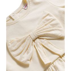Babyhug 100% Cotton Single Jersey Knit Full Sleeves Top and Leggings Set with Bow Print & Applique - Offwhite & Red