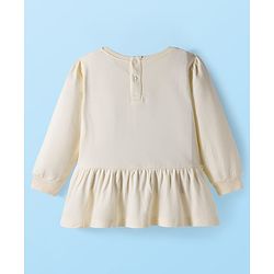 Babyhug Single Jersey Knit Full Sleeves Top and Leggings Set with Bow Print & Applique - Offwhite & Red