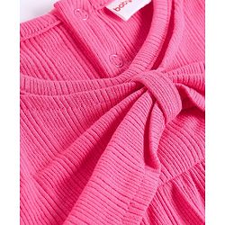 Babyhug 100% Cotton Rib Knit Full Sleeves Solid Top & Leggings Co-Ord Set - Pink