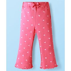Babyhug Single Jersey Knit Full Sleeves Top & Pant Set With Attached Sequinned Pouch Stripes & Heart Print - Pink