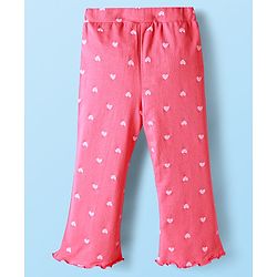 Babyhug Single Jersey Knit Full Sleeves Top & Pant Set With Attached Sequinned Pouch Stripes & Heart Print - Pink
