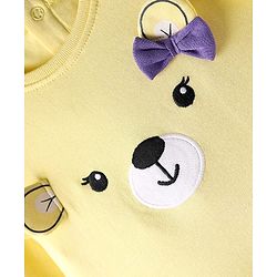 Babyhug Single Jersey Knit Full Sleeves Top and Leggings Set with Back-Snap Buttons & Bear Print - Yellow & Purple