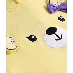 Babyhug Single Jersey Knit Full Sleeves Top and Leggings Set with Back-Snap Buttons & Bear Print - Yellow & Purple