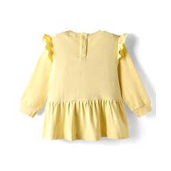 Babyhug Single Jersey Knit Full Sleeves Top and Leggings Set with Back-Snap Buttons & Bear Print - Yellow & Purple
