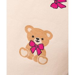 Babyhug Single Jersey Knit Full Sleeves Top & Leggings Set With Teddy Print Patch & Frill Detailing - Dark Pink & Beige