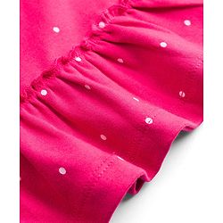 Babyhug 100% Cotton Single Jersey Knit Full Sleeves Top & Leggings Set With Teddy Print Patch & Frill Detailing - Dark Pink & Beige