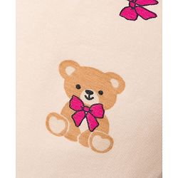 Babyhug 100% Cotton Single Jersey Knit Full Sleeves Top & Leggings Set With Teddy Print Patch & Frill Detailing - Dark Pink & Beige