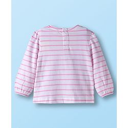 Babyhug Single Jersey Knit Full Sleeves Top and Leggings Set with Stripes & Floral Print - Pink