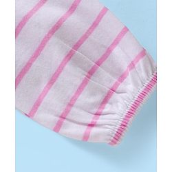 Babyhug Single Jersey Knit Full Sleeves Top and Leggings Set with Stripes & Floral Print - Pink