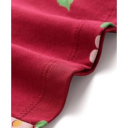 Babyhug 100% Cotton Single Jersey Knit Full Sleeves Top and Leggings Set with Front-Buttons Floral Print & Frill Detailing - Maroon & Pink