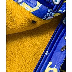 Babyhug Woven Full Sleeves Hooded Padded Jacket with Vehicle Print - Navy Blue