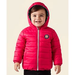 Babyhug Woven Full Sleeves Hooded Padded Reversible Jacket with Animal Print - Sea Green