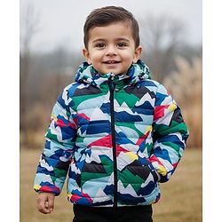 Babyhug Woven Full Sleeves Padded Hooded Jacket With Camouflage Print & Detachable Hood - Multicolor