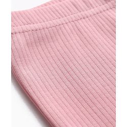 Babyhug Rib Cotton Lycra Knit Full Length Flared Leggings With Stretch - Pink