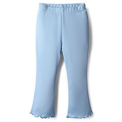 Babyhug Rib Cotton Knit Full Length Solid Colour Flared Leggings With Stretch - Blue