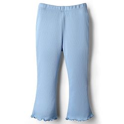 Babyhug Rib Cotton Knit Full Length Solid Colour Flared Leggings With Stretch - Blue