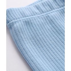 Babyhug Rib Cotton Knit Full Length Solid Colour Flared Leggings With Stretch - Blue
