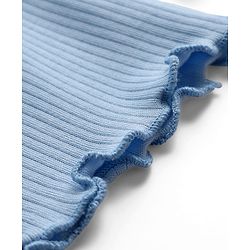 Babyhug Rib Cotton Knit Full Length Solid Colour Flared Leggings With Stretch - Blue