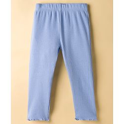 Babyhug Terry Knit Half Sleeves Top & Joggers Set with Pouch Applique & Stripes - Lavender & White