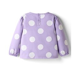 Babyhug Single Jersey Knit Full Sleeves Top and Leggings with Polka Dots & Cat Patch Print - Lavender