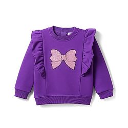 Babyhug Terry Knit Premium Light Gauge Terry Full Sleeves Top & Joggers Set With Bow Print - Purple
