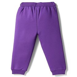 Babyhug Terry Knit Premium Light Gauge Terry Full Sleeves Top & Joggers Set With Bow Print - Purple