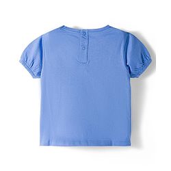 Babyhug Single Jersey Knit Half Sleeves Top and Skirt Set with Floral & Text Print - Blue
