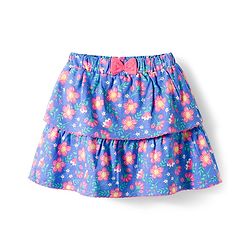 Babyhug Single Jersey Knit Half Sleeves Top and Skirt Set with Floral & Text Print - Blue