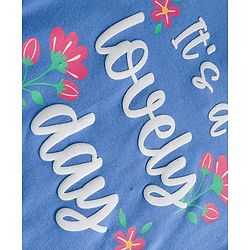 Babyhug Single Jersey Knit Half Sleeves Top and Skirt Set with Floral & Text Print - Blue