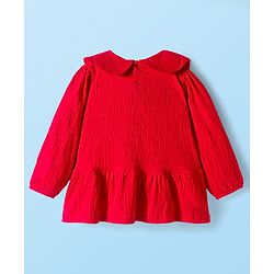 Babyhug 100% Cotton Single Jersey Knit Full Sleeves Top and Pant Set With Bow Print - Red & White