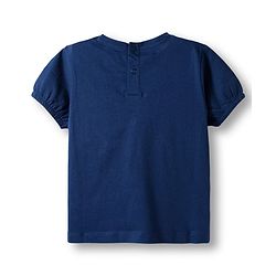 Babyhug Single Jersey Knit Top and Leggings Set With Floral Embroidery & Frill Detailing - Navy Blue & Pink