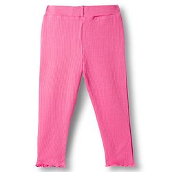 Babyhug Single Jersey Knit Top and Leggings Set With Floral Embroidery & Frill Detailing - Navy Blue & Pink