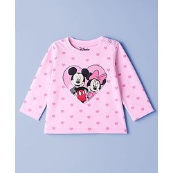 Babyhug Disney Single Jersey Knit Full Sleeves T-Shirts with Minnie & Friends Graphics Pack of 3 - Pink & White