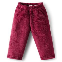 Babyhug Velour Knit Full Sleeves Winter wear Night Suit With Bear Patch - Wine
