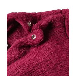 Babyhug Velour Knit Full Sleeves Winter wear Night Suit With Bear Patch - Wine