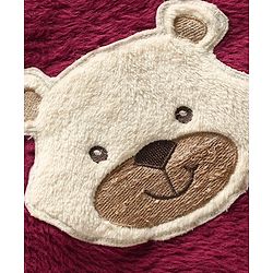 Babyhug Velour Knit Full Sleeves Winter wear Night Suit With Bear Patch - Wine