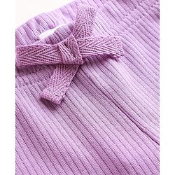 Babyhug Rib Knit Full Length Solid Color Leggings With Stretch - Lavender