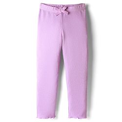 Babyhug Rib Knit Full Length Solid Color Leggings With Stretch - Lavender