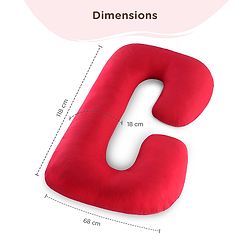 Babyhug 100% Cotton Flexible & Supportive U Shape Maternity Pillow- Maroon| Soft Yet Firm| Breathable Fabric| Sleep Feeding & Back Support| Pre & Post Natal| Promotes Peaceful Sleep| Full Body Support