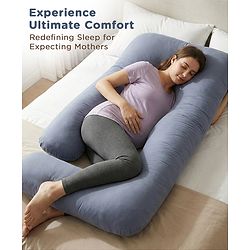 Babyhug 100% Cotton Flexible & Supportive U Shape Maternity Pillow- Maroon| Soft Yet Firm| Breathable Fabric| Sleep Feeding & Back Support| Pre & Post Natal| Promotes Peaceful Sleep| Full Body Support