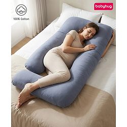 Babyhug 100% Cotton Flexible & Supportive U Shape Maternity Pillow- Maroon| Soft Yet Firm| Breathable Fabric| Sleep Feeding & Back Support| Pre & Post Natal| Promotes Peaceful Sleep| Full Body Support