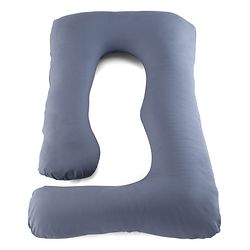 Babyhug 100% Cotton Flexible & Supportive J Shape Maternity Pillow - Grey| Soft Yet Firm| Breathable Fabric| Sleep Feeding & Back Support| Pre & Post Natal| Promotes Peaceful Sleep| Full Body Support