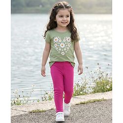 Babyhug Rib Cotton Lycra Knit Solid Leggings With Stretch - Pink