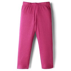 Babyhug Rib Cotton Lycra Knit Solid Leggings With Stretch - Pink