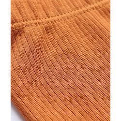 Babyhug Rib Cotton Lycra Knit Full Length Solid Color Leggings With Stretch - Brown