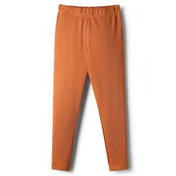 Babyhug Rib Cotton Lycra Knit Full Length Solid Color Leggings With Stretch - Brown