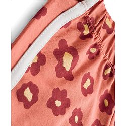 Babyhug Cotton Lycra Knit Full Length Leggings With Stretch & Floral Print - Rust Orange