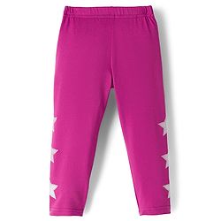 Babyhug Cotton Lycra Knit Full Length Legging With Stretch & Star Embriodery - Pink
