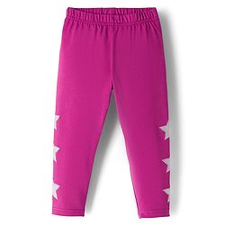 Babyhug Cotton Lycra Knit Full Length Legging With Stretch & Star Embriodery - Pink