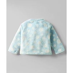 Babyhug Velour Knit Full Sleeves Co-ords Night Suit With Polka Dots - Light Blue